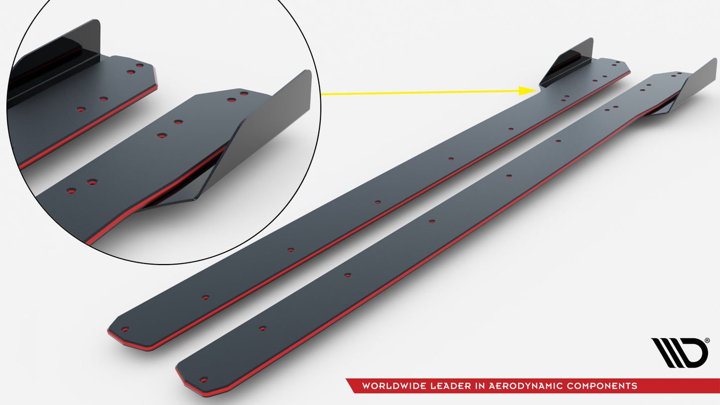 Street Pro Seitenschweller Diffusor + Flaps Volkswagen Golf R / R-Line Mk7 Facelift