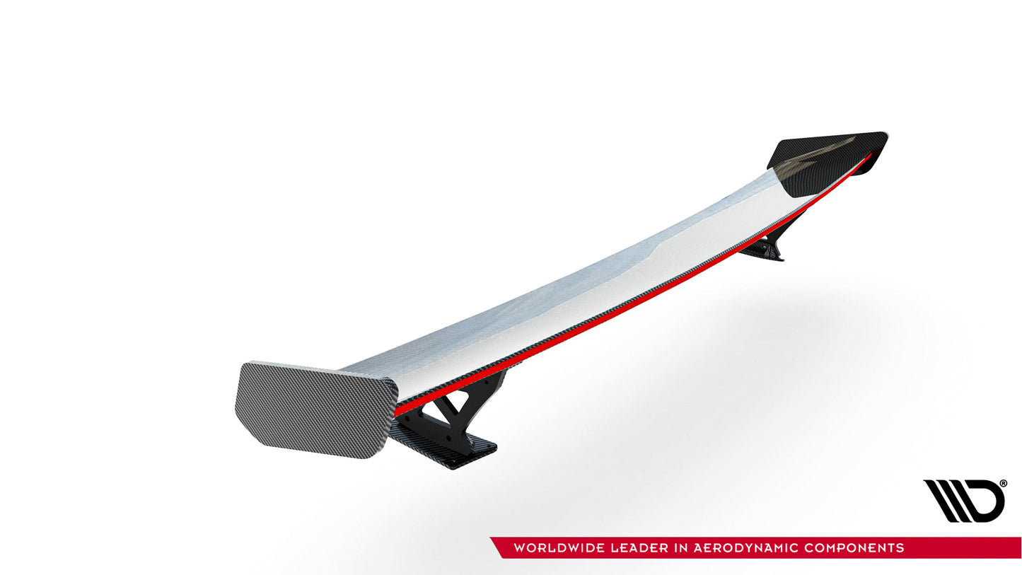 Karbonowy Spoiler Z Zewnętrznymi Wspornikami + LED pasujący do Audi A3 / A3 S-Line / S3 / RS3 Sedan 8V / 8V Facelift