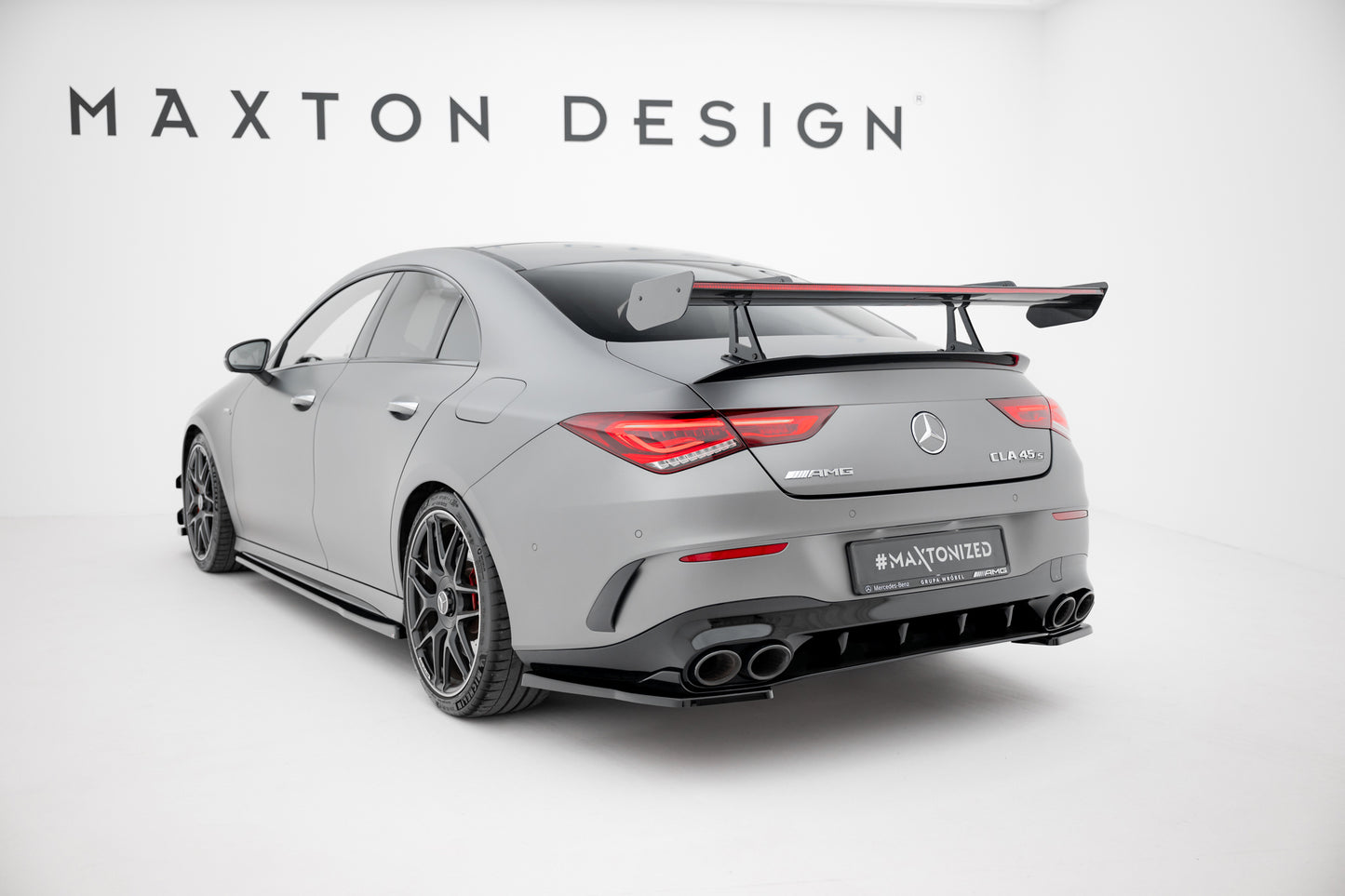 Carbon Spoiler With Upper Swan Mounting + LED suitable for Mercedes-Benz CLA Coupe C118 / C118 Facelift