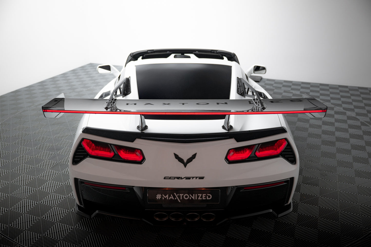 Carbon Spoiler With Upper Swan Mounting + LED suitable for Chevrolet Corvette Stingray / Grand Sport C7