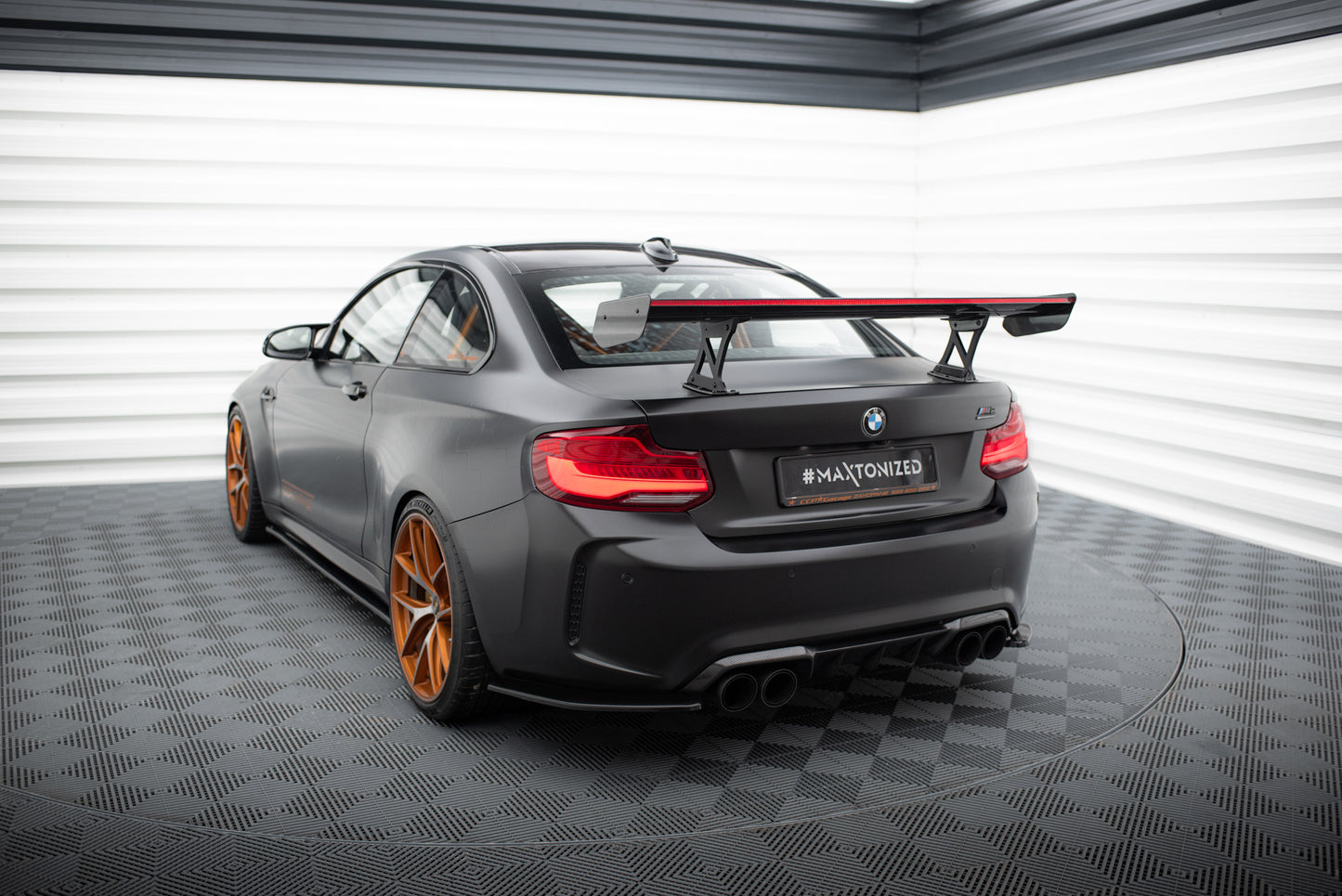 Carbon Spoiler With Internal Brackets Uprights + LED suitable for BMW M2 F87 / 2 / 2 M-Pack F22