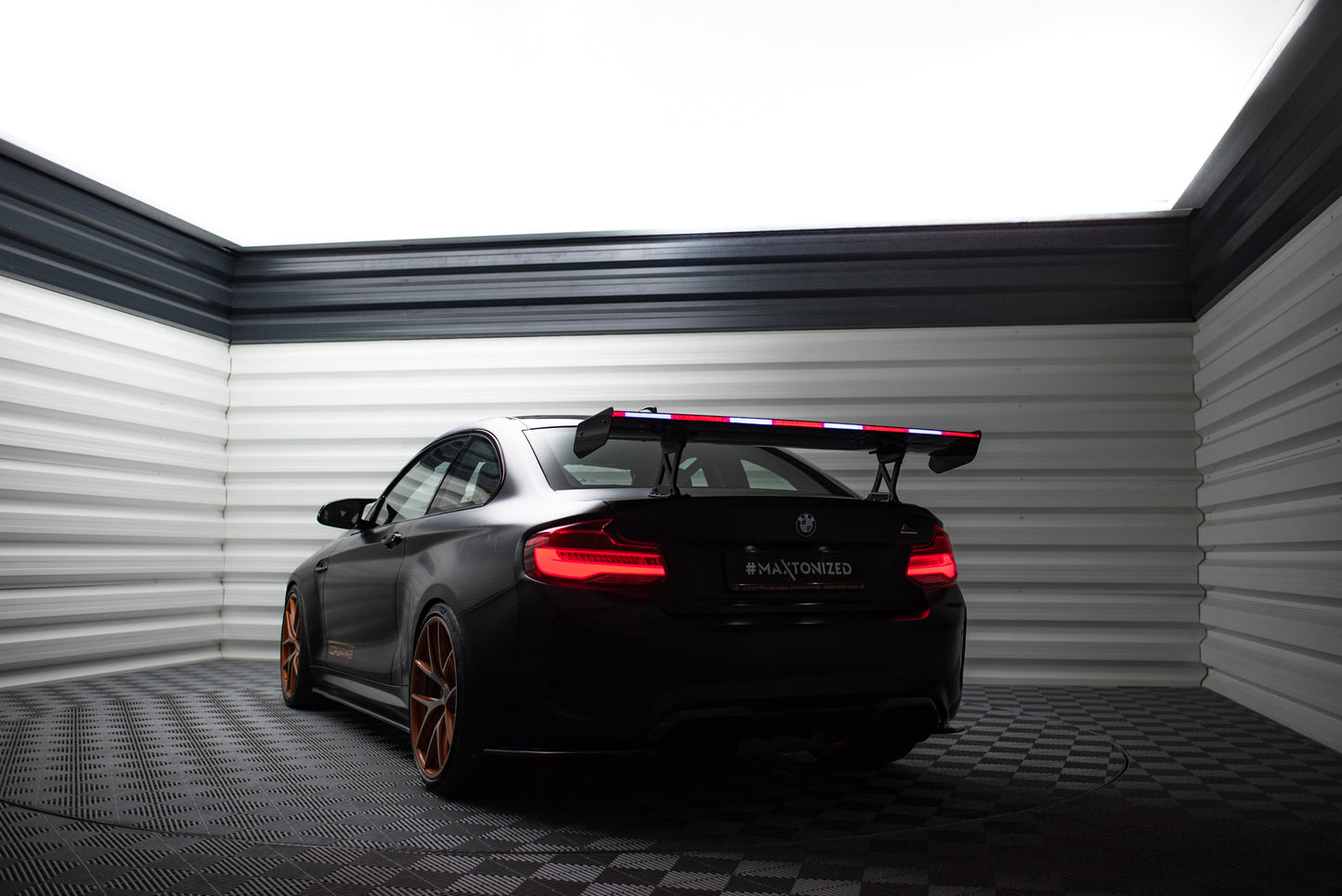 Carbon Spoiler With Internal Brackets Uprights + LED suitable for BMW M2 F87 / 2 / 2 M-Pack F22