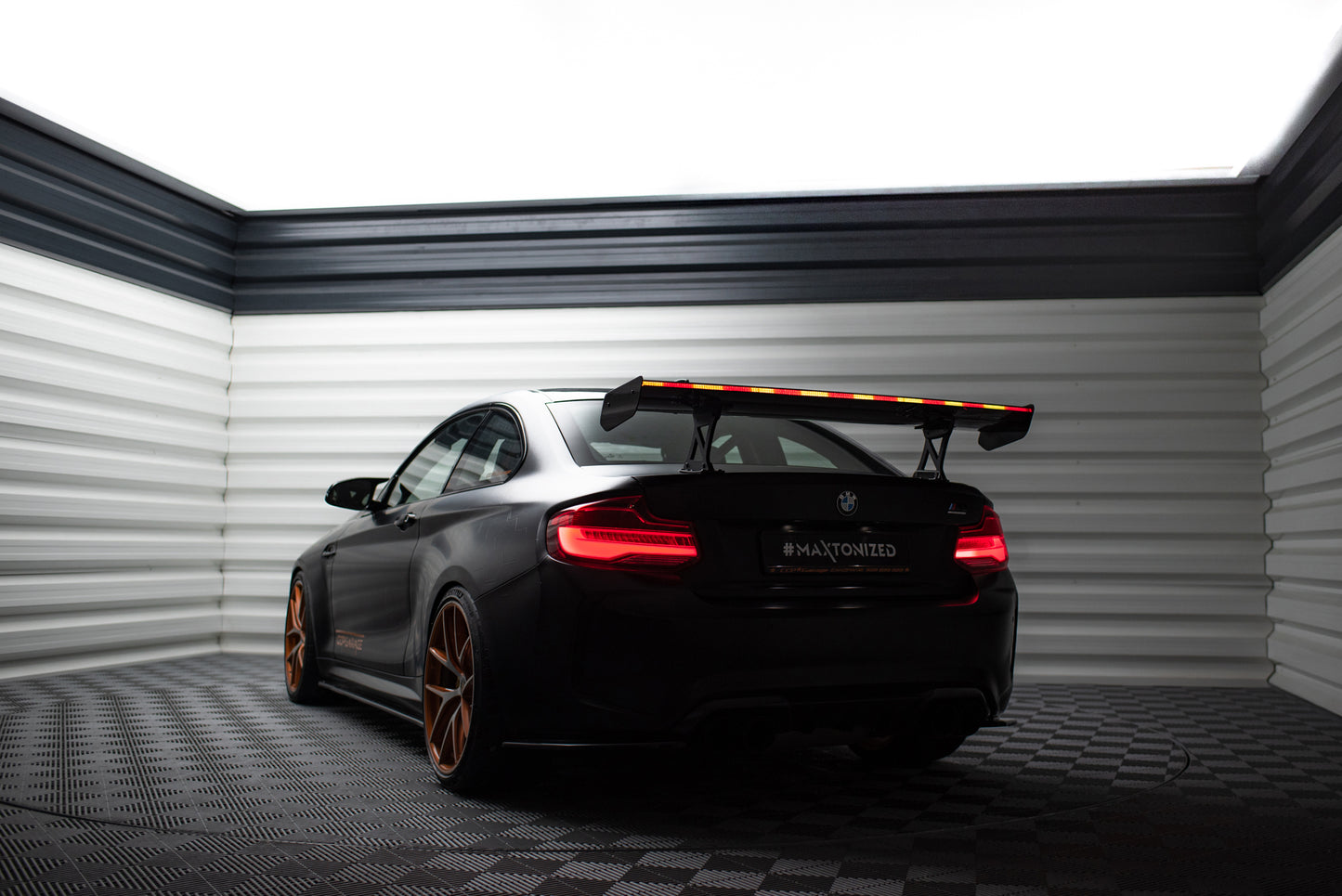 Carbon Spoiler With Internal Brackets Uprights + LED suitable for BMW M2 F87 / 2 / 2 M-Pack F22