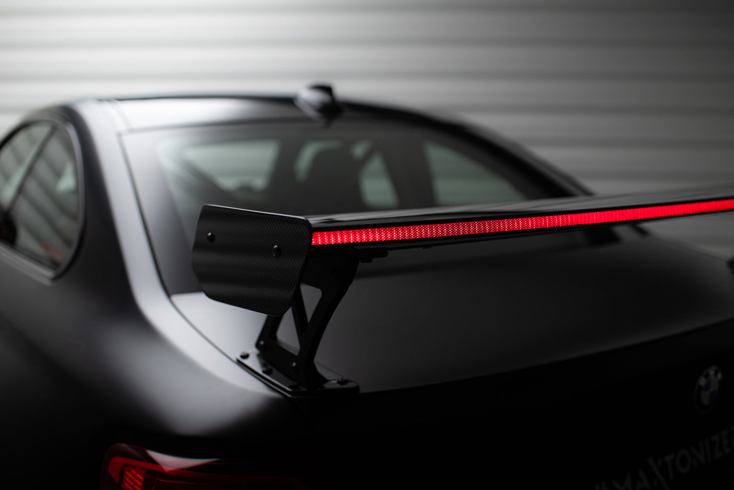 Carbon Spoiler With External Brackets Uprights + LED suitable for BMW M2 F87 / 2 / 2 M-Pack F22