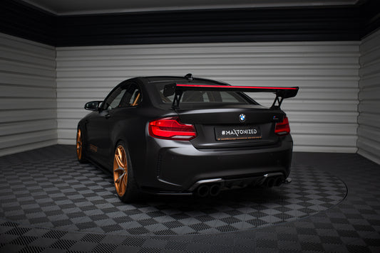 Karbonowy Spoiler Z Zewnętrznymi Wspornikami + LED pasujący do BMW M2 F87 / 2 / 2 M-Pack F22