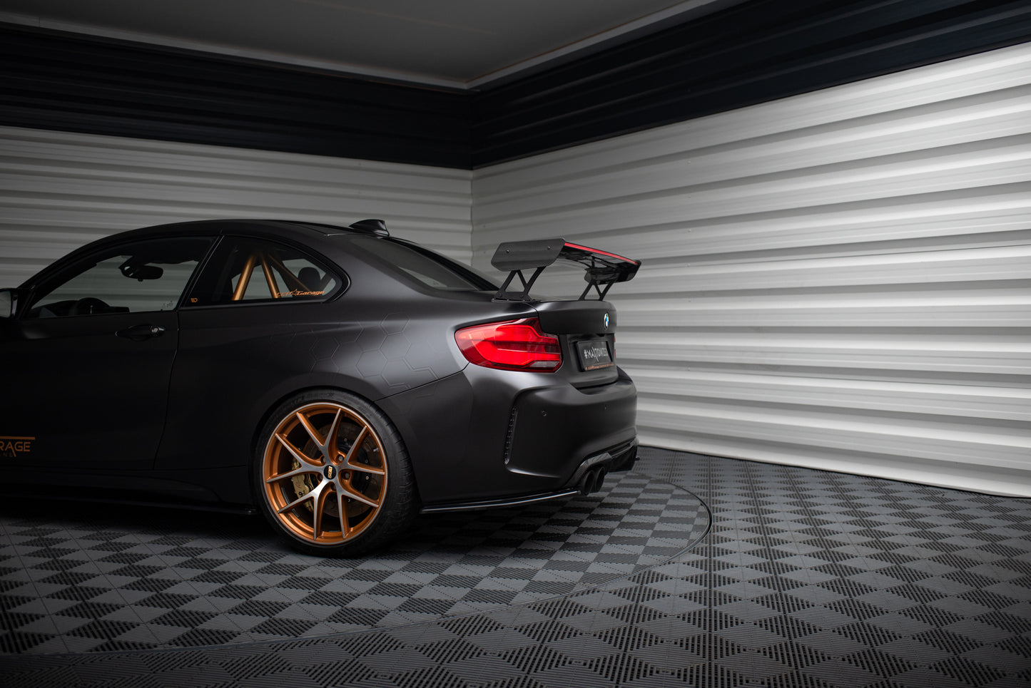 Carbon Spoiler With External Brackets Uprights + LED suitable for BMW M2 F87 / 2 / 2 M-Pack F22