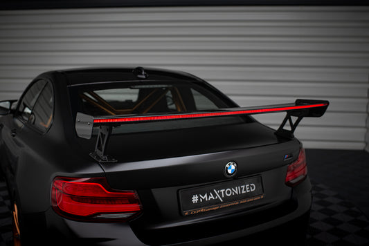 Karbonowy Spoiler Z Zewnętrznymi Wspornikami + LED pasujący do BMW M2 F87 / 2 / 2 M-Pack F22