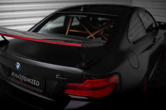 Karbonowy Spoiler Z Zewnętrznymi Wspornikami + LED pasujący do BMW M2 F87 / 2 / 2 M-Pack F22