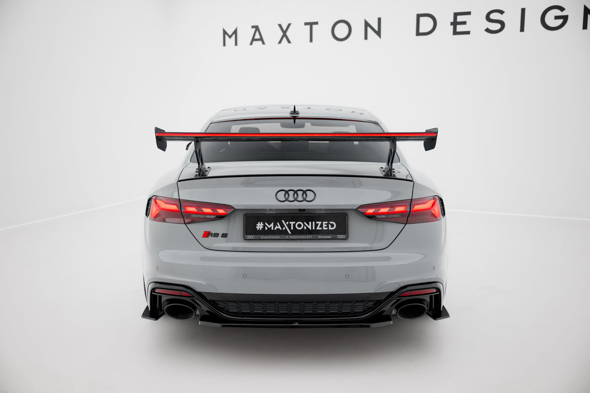 Karbonowy Spoiler Z Zewnętrznymi Wspornikami  V.1+ pasujący do LED Audi A5 / A5 S-Line / S5 / RS5 Coupe F5 / F5 Facelift