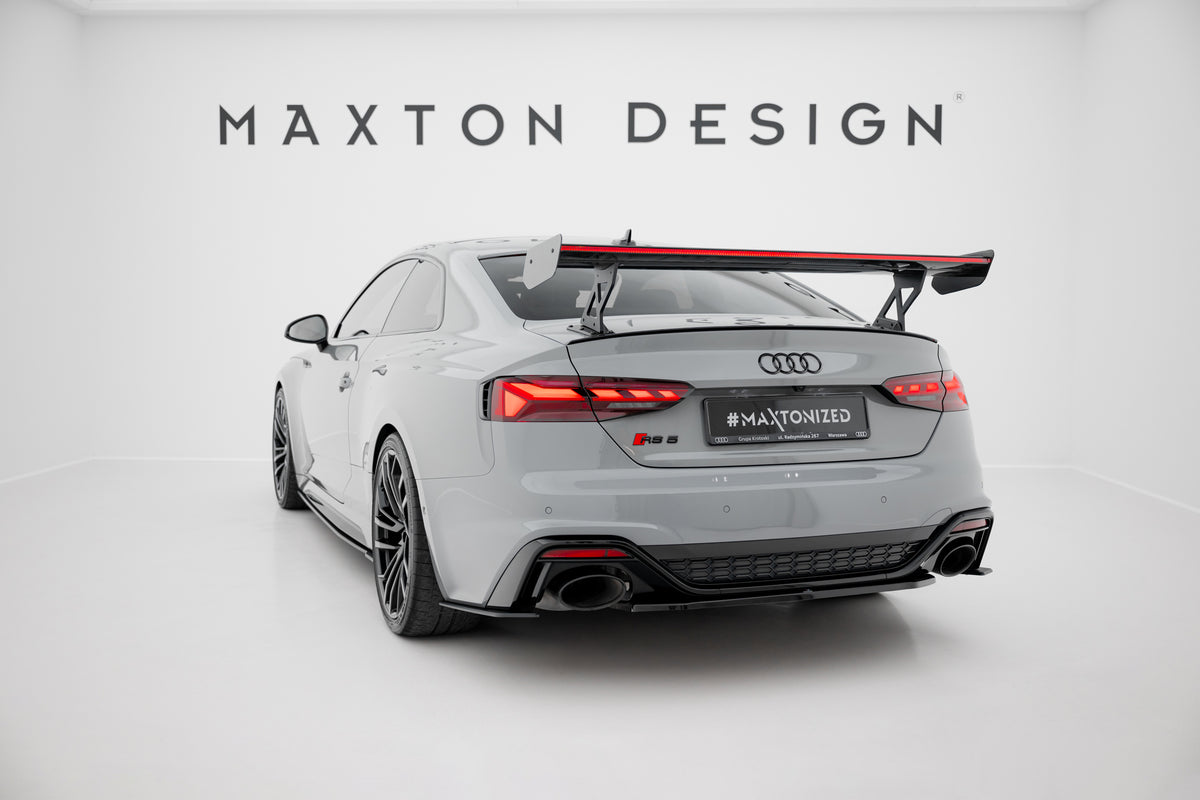 Karbonowy Spoiler Z Zewnętrznymi Wspornikami  V.1+ pasujący do LED Audi A5 / A5 S-Line / S5 / RS5 Coupe F5 / F5 Facelift