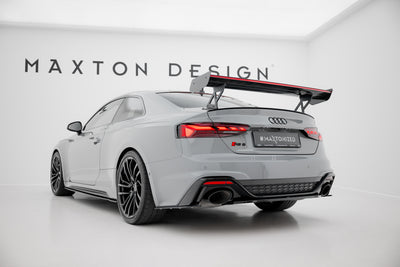 Karbonowy Spoiler Z Zewnętrznymi Wspornikami  V.1+ pasujący do LED Audi A5 / A5 S-Line / S5 / RS5 Coupe F5 / F5 Facelift