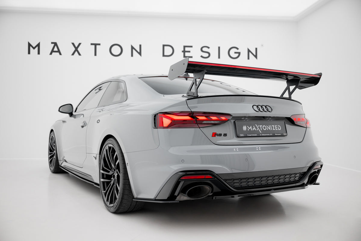 Karbonowy Spoiler Z Zewnętrznymi Wspornikami  V.1+ pasujący do LED Audi A5 / A5 S-Line / S5 / RS5 Coupe F5 / F5 Facelift
