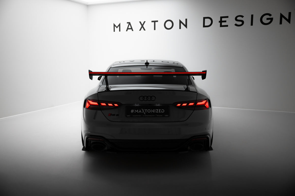 Karbonowy Spoiler Z Zewnętrznymi Wspornikami  V.1+ pasujący do LED Audi A5 / A5 S-Line / S5 / RS5 Coupe F5 / F5 Facelift