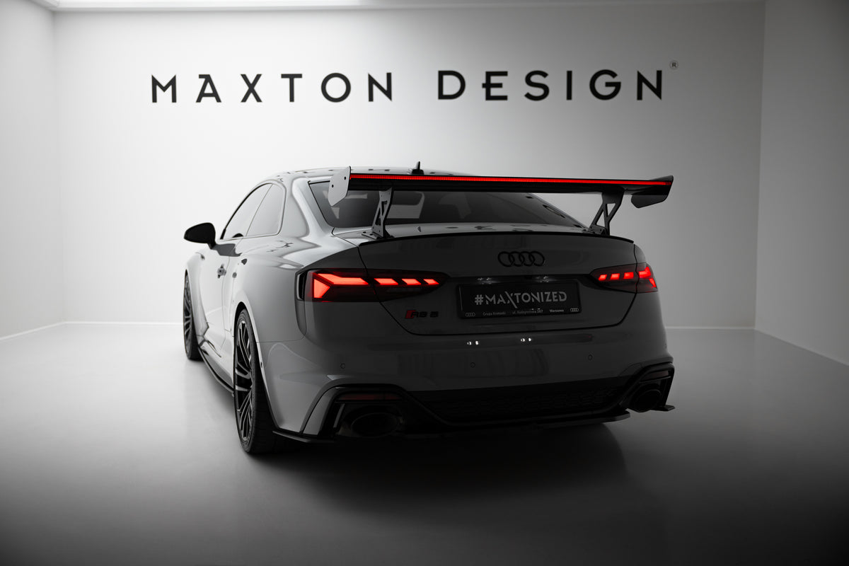 Karbonowy Spoiler Z Zewnętrznymi Wspornikami  V.1+ pasujący do LED Audi A5 / A5 S-Line / S5 / RS5 Coupe F5 / F5 Facelift