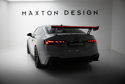Karbonowy Spoiler Z Zewnętrznymi Wspornikami  V.1+ pasujący do LED Audi A5 / A5 S-Line / S5 / RS5 Coupe F5 / F5 Facelift