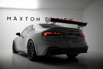 Karbonowy Spoiler Z Zewnętrznymi Wspornikami  V.1+ pasujący do LED Audi A5 / A5 S-Line / S5 / RS5 Coupe F5 / F5 Facelift