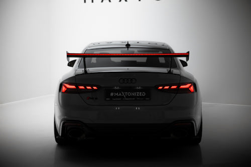 Karbonowy Spoiler Z Zewnętrznymi Wspornikami  V.1+ pasujący do LED Audi A5 / A5 S-Line / S5 / RS5 Coupe F5 / F5 Facelift