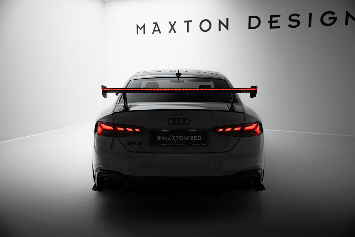 Carbon Spoiler With External Brackets Uprights V.2 + LED suitable for Audi A5 / A5 S-Line / S5 / RS5 Coupe F5 / F5 Facelift