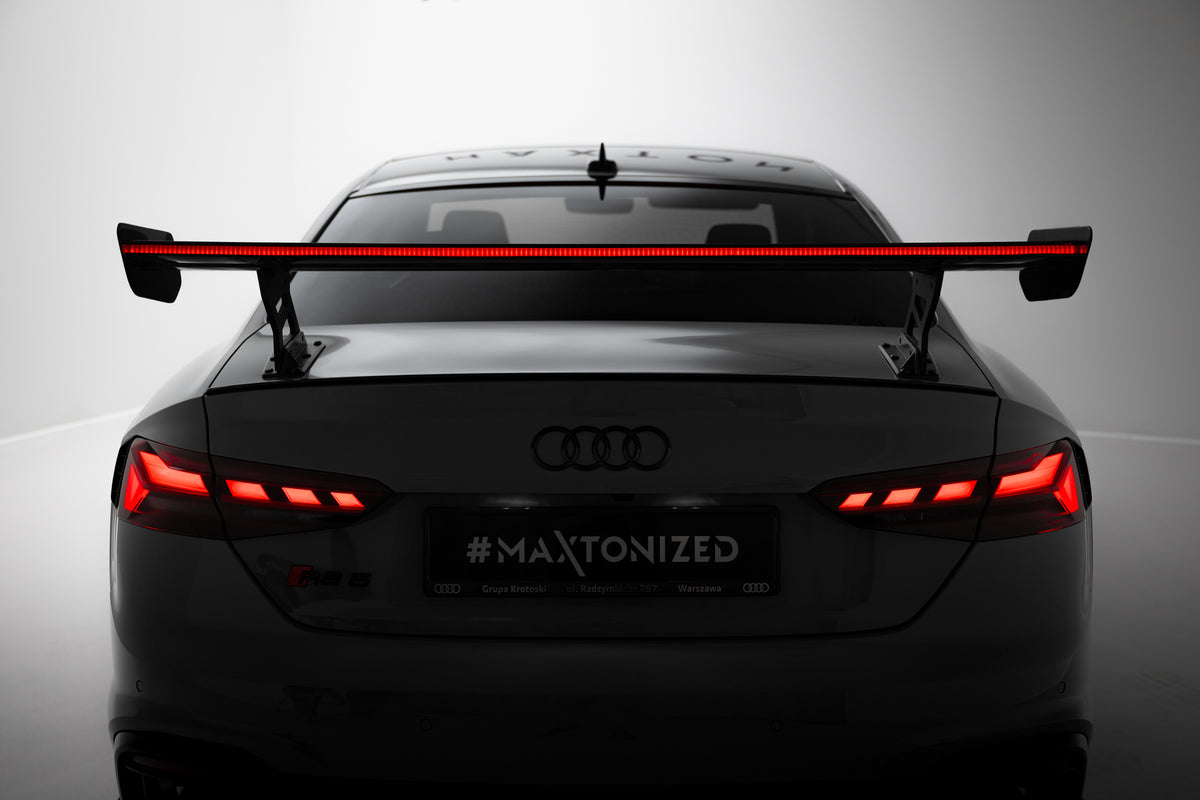 Carbon Spoiler With External Brackets Uprights V.2 + LED suitable for Audi A5 / A5 S-Line / S5 / RS5 Coupe F5 / F5 Facelift