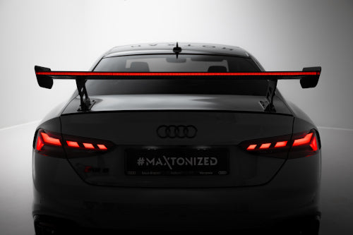 Carbon Spoiler With External Brackets Uprights V.2 + LED suitable for Audi A5 / A5 S-Line / S5 / RS5 Coupe F5 / F5 Facelift