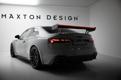 Carbon Spoiler With External Brackets Uprights V.2 + LED suitable for Audi A5 / A5 S-Line / S5 / RS5 Coupe F5 / F5 Facelift