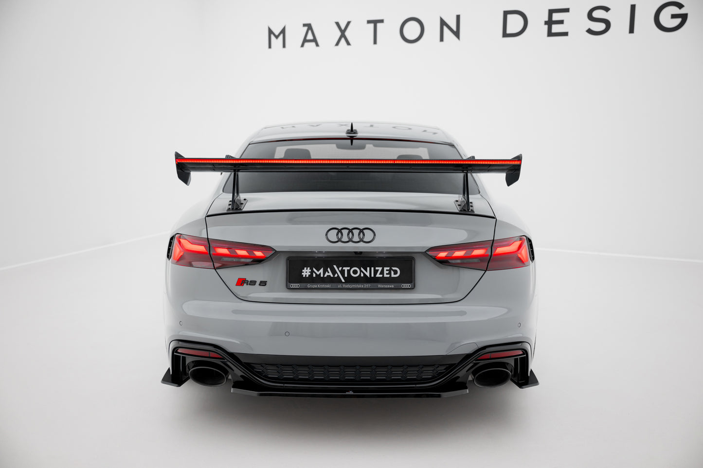 Carbon Spoiler With Upper Swan Mounting + LED suitable for Audi A5 / A5 S-Line / S5 / RS5 Coupe F5 / F5 Facelift