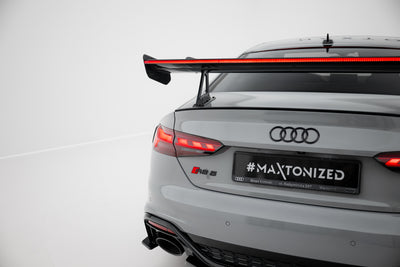 Carbon Spoiler With Upper Swan Mounting + LED suitable for Audi A5 / A5 S-Line / S5 / RS5 Coupe F5 / F5 Facelift