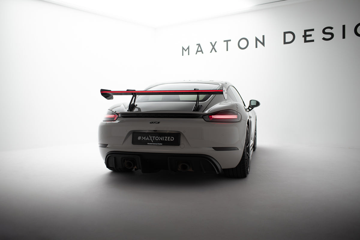 Carbon Spoiler With Upper Swan Mounting V.1 + LED suitable for Porsche 718 Cayman 982c