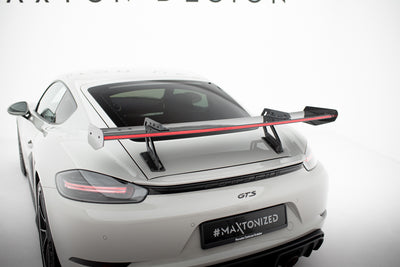 Carbon Spoiler With Upper Swan Mounting V.1 + LED suitable for Porsche 718 Cayman 982c