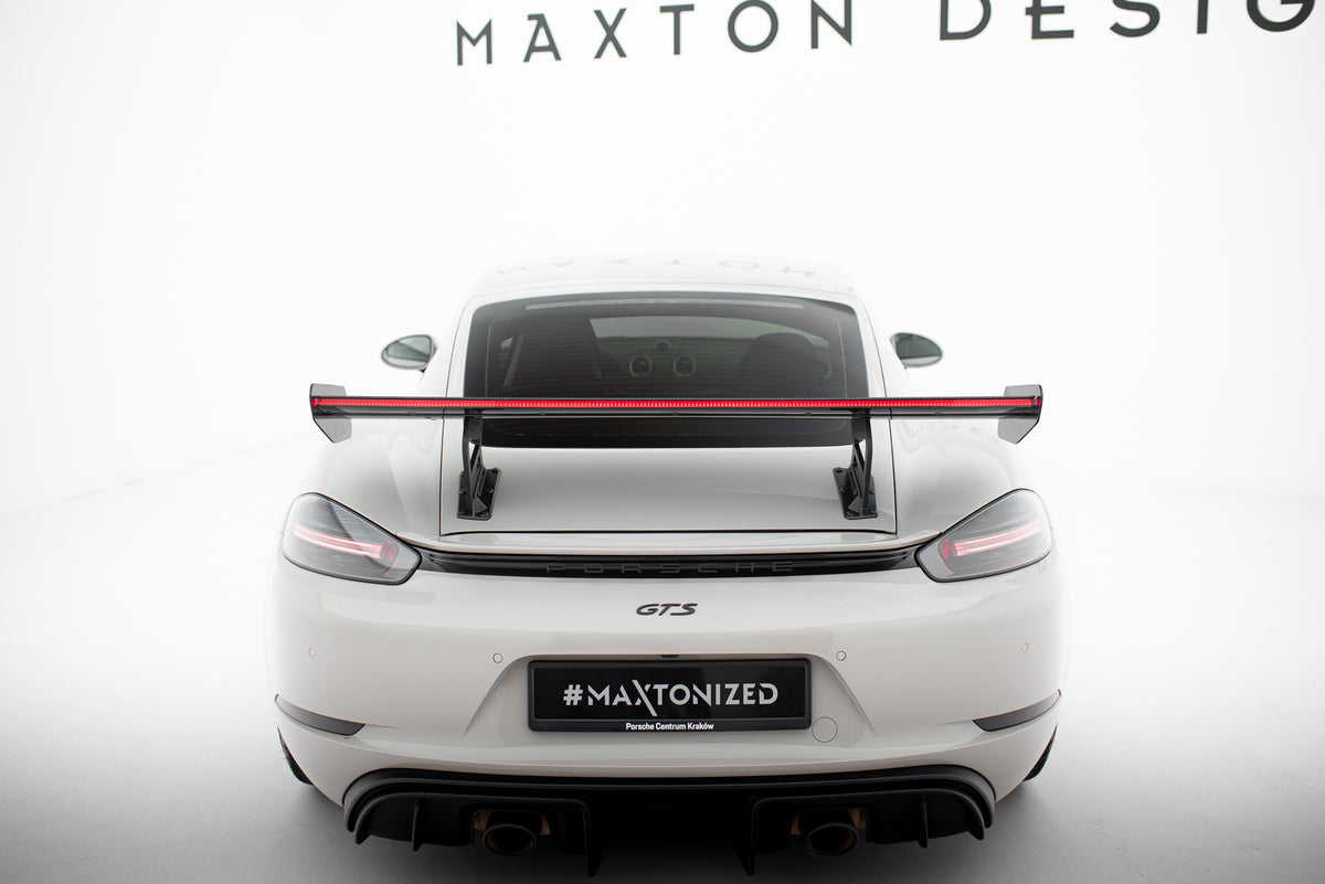 Carbon Spoiler With Internal Brackets Uprights V.2 + LED suitable for Porsche 718 Cayman 982c