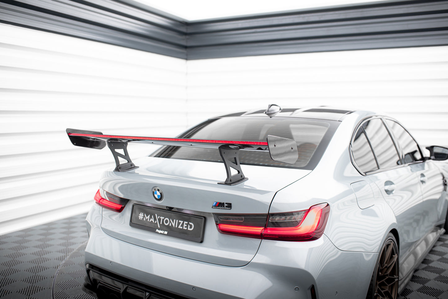 Carbon Spoiler With Internal Brackets Uprights + LED suitable for BMW M3 G80 / M340i G20 / 3 M-Pack G20 / 3 Standard G20