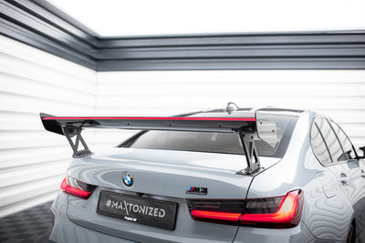 Karbonowy Spoiler Z Zewnętrznymi Wspornikami + LED pasujący do BMW M3 G80 / M340i G20 / 3 M-Pack G20 / 3 Standard G20