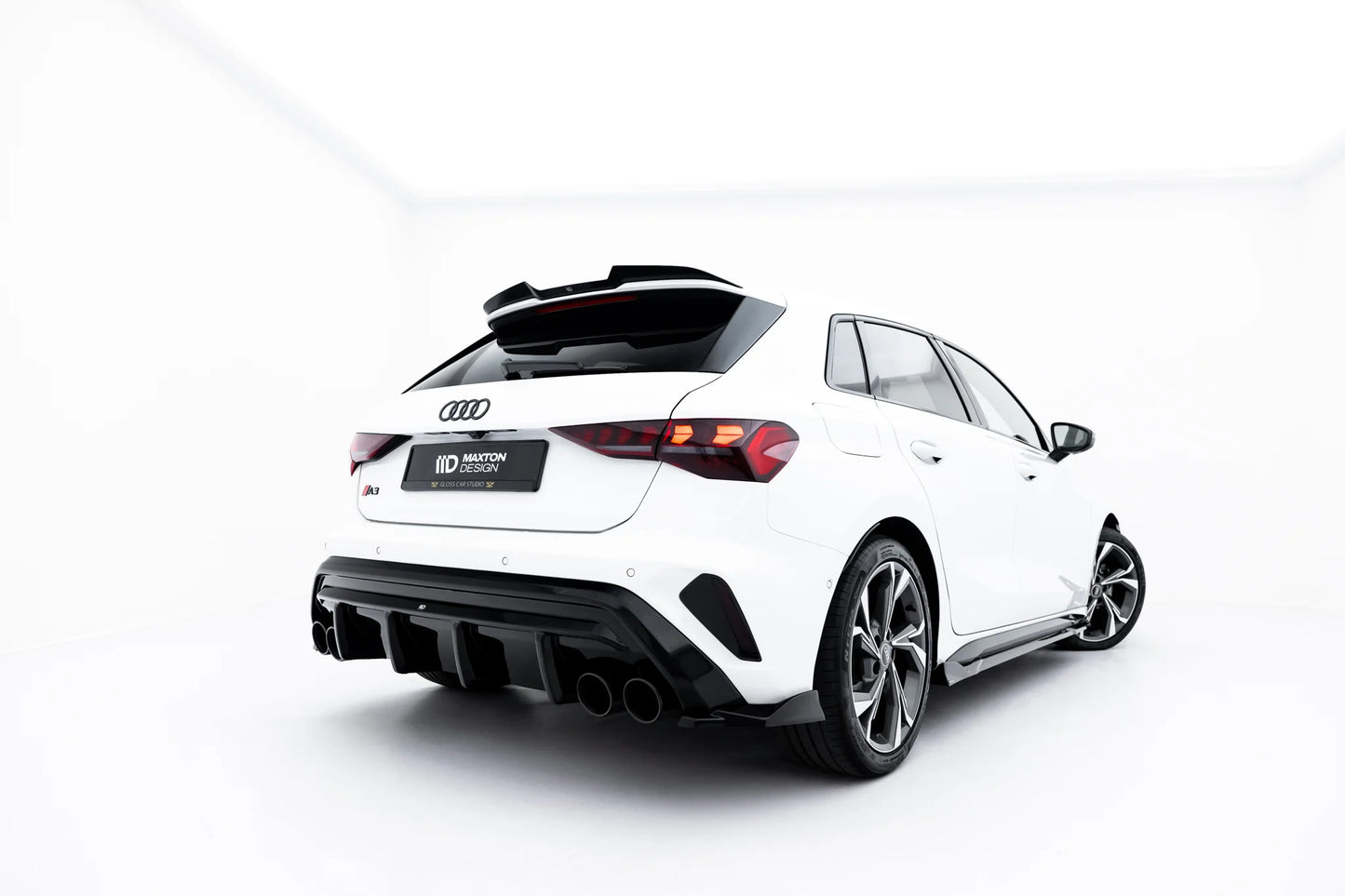 Heckansatz + Endschalldampfer Sportauspuff Attrappe Audi A3 S-Line Sportback 8Y Facelift