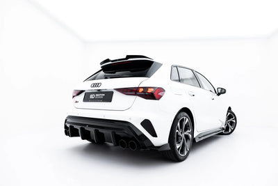 Heckansatz + Endschalldampfer Sportauspuff Attrappe Audi A3 S-Line Sportback 8Y Facelift