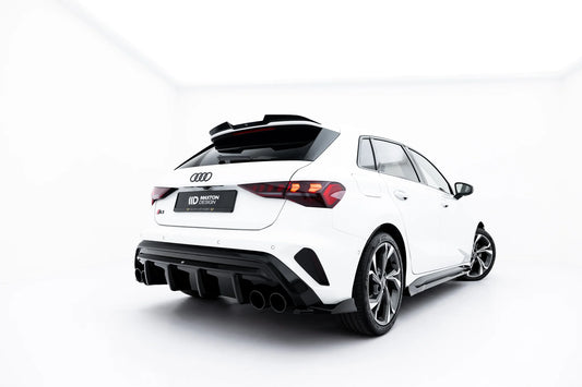 Heckansatz + Endschalldampfer Sportauspuff Attrappe Audi A3 S-Line Sportback 8Y Facelift