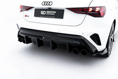 Heckansatz + Endschalldampfer Sportauspuff Attrappe Audi A3 S-Line Sportback 8Y Facelift