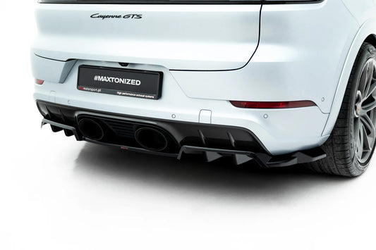 Arriere Splitter (avec une barre verticale) compatible avec Porsche Cayenne GTS / Turbo Sport Pack / Turbo E-Hybrid GT Pack Coupe Mk3 Facelift