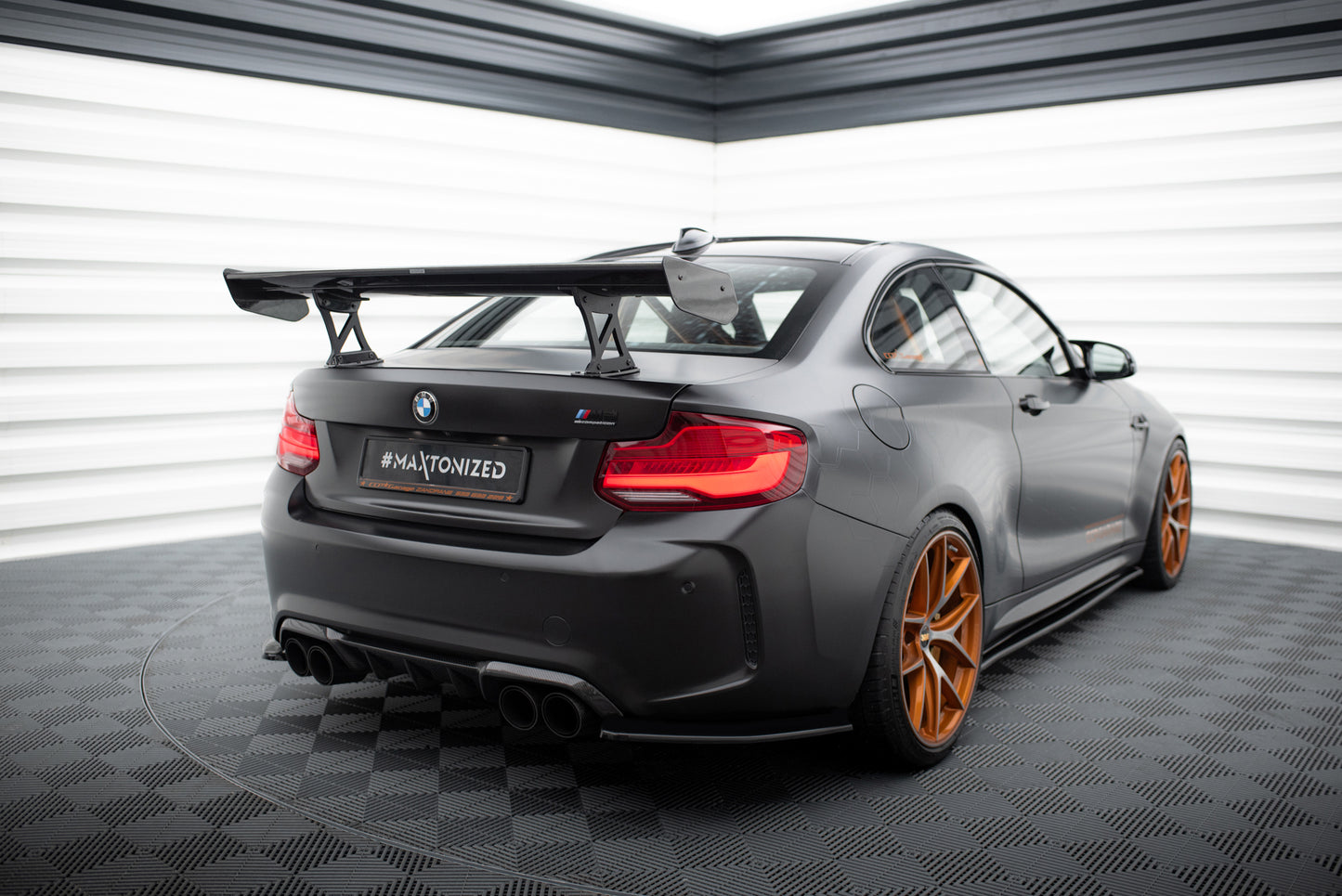 Carbon Spoiler With Internal Brackets Uprights suitable for BMW M2 F87 / 2 / 2 M-Pack F22