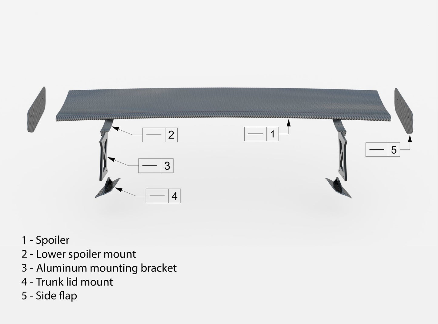 Carbon Spoiler With Internal Brackets Uprights + LED BMW 3 / M3 Coupe E92