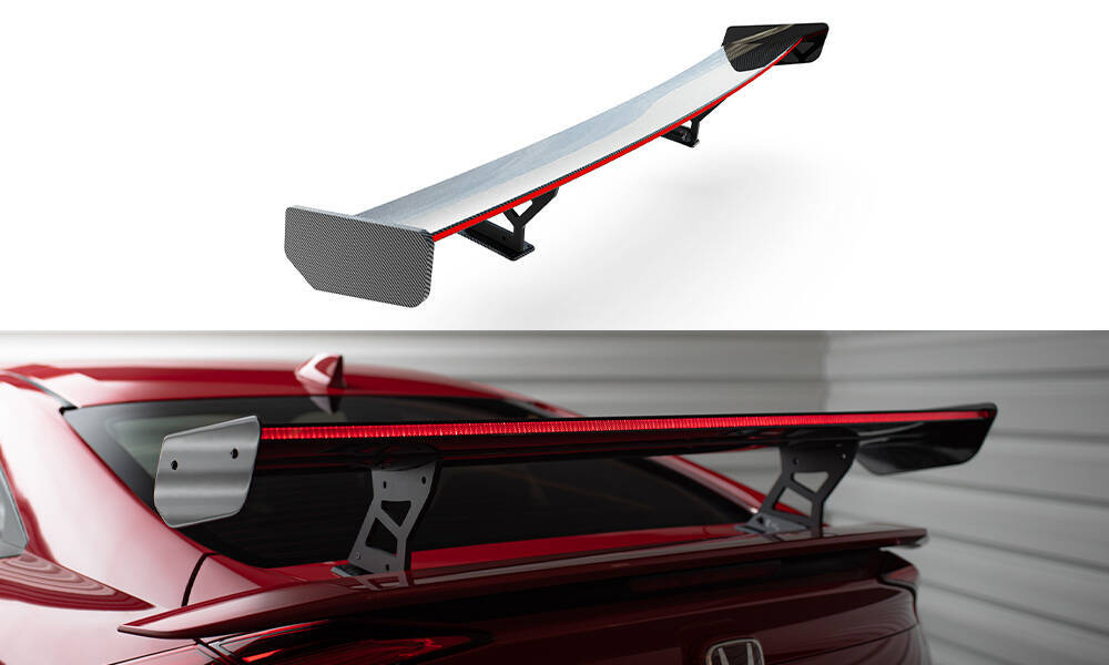 Karbonowy Spoiler Z Wewnętrznymi Wspornikami + LED Honda Civic SI Mk10