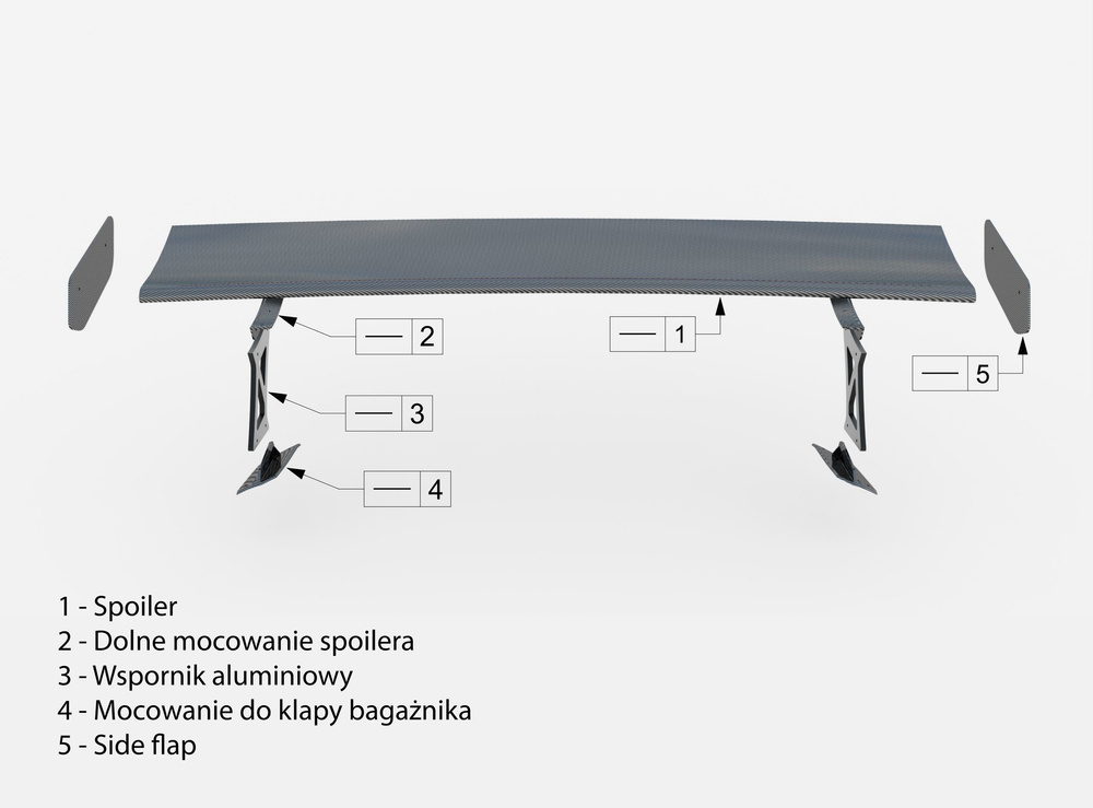 Karbonowy Spoiler Z Zewnętrznymi Wspornikami V.1 Audi A5 / A5 S-Line / S5 / RS5 Coupe F5 / F5 Facelift