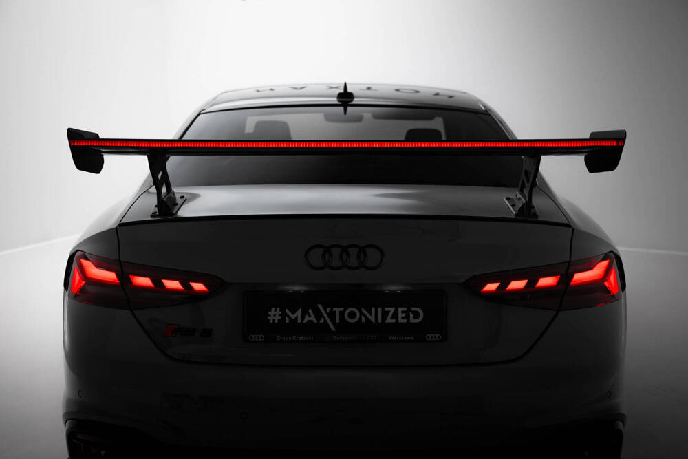 Karbonowy Spoiler Z Zewnętrznymi Wspornikami  V.2+ LED Audi A5 / A5 S-Line / S5 / RS5 Coupe F5 / F5 Facelift