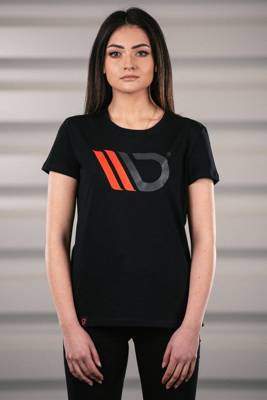 Damski t-shirt czarny z czerwonym logo 