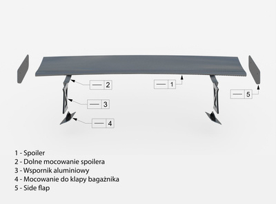 Karbonowy Spoiler Z Górnymi Mocowaniami + LED Audi A5 Coupe 8T